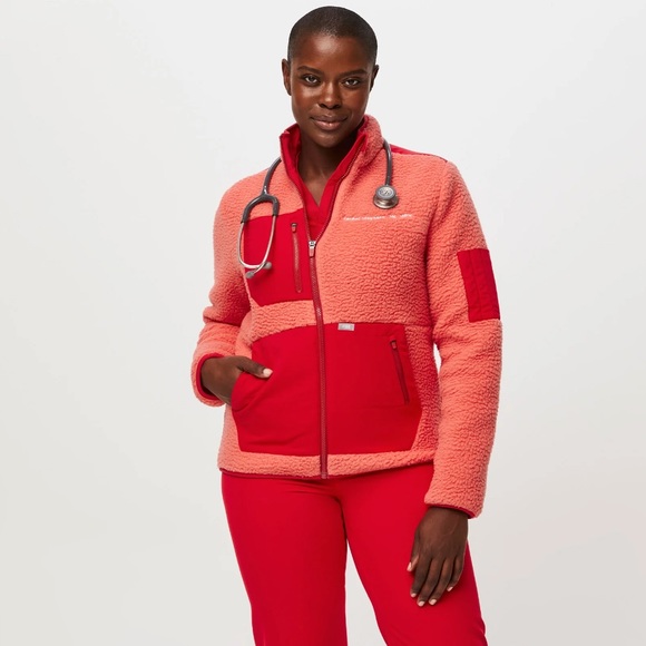 Figs Jackets & Coats Figs Coralred Sherpa Jacket Xxs Poshmark